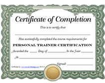 Free Personal Trainer Certificate Printable S
