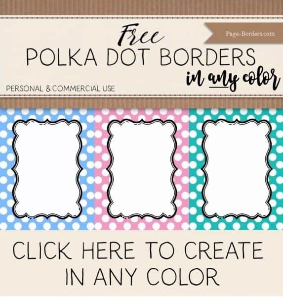 Free Polka Dot Border Templates In 16 Colors Editable Borders