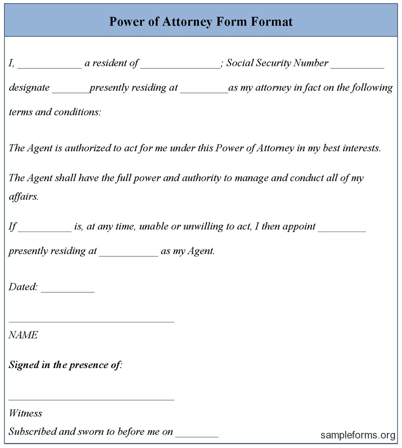 Free Power Attorney Template Of Form Poa