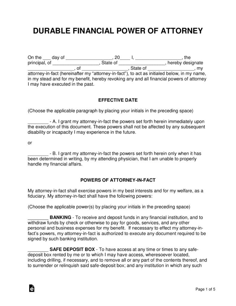 Free Power Of Attorney Forms Word PDF EForms Fillable Poa Template