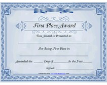 Free Printable 1st First Place Award Certificate Templates