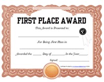 Free Printable 1st First Place Award Certificate Templates