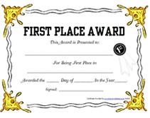 Free Printable 1st First Place Award Certificate S Speech Contest