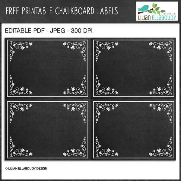 Free Printable And Editable Chalkboard Labels By Lilian Ellaboudy