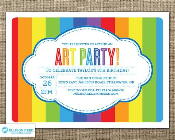 Free Printable Art Party Invitations Templates