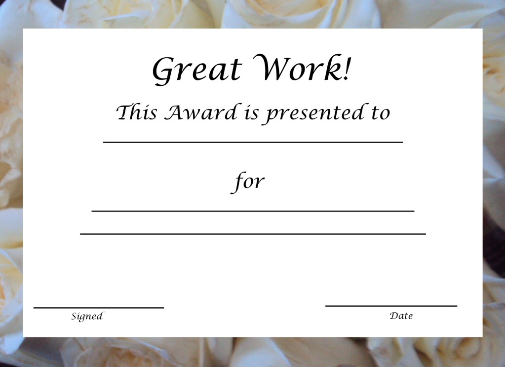 Free Printable Award Certificate Template Blank