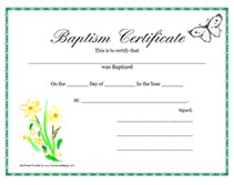 Free Printable Baptism Certificates Blank Template Certificate Pdf
