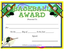 Free Printable Baseball Award Certificates Templates For Kids