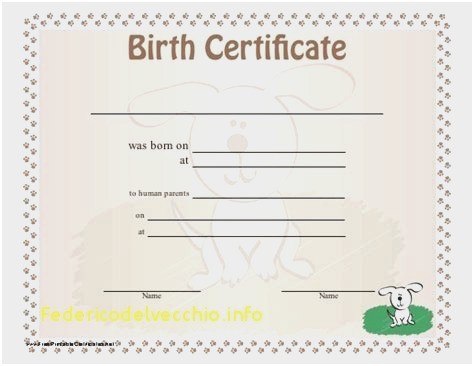 Free Printable Birth Certificates Prettier A Dog Certificate