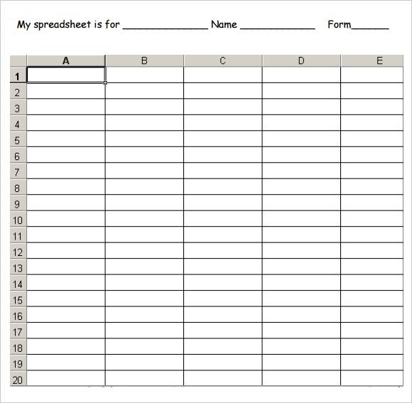 Free Printable Blank Spreadsheet Templates