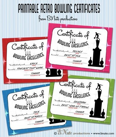 Free Printable Bowling Award Certificates From B Nute Productions