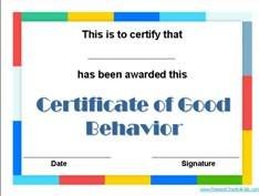 Free Printable Certificates For Kids Instant Download Good Behavior Certificate