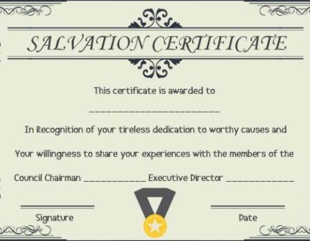 Free Printable Certificates Of Salvation Certificate