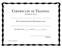 Free Printable S Of Training Awards Templates Blank