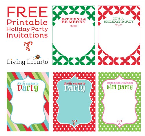 Free Printable DIY Holiday Party Invitations Christmas