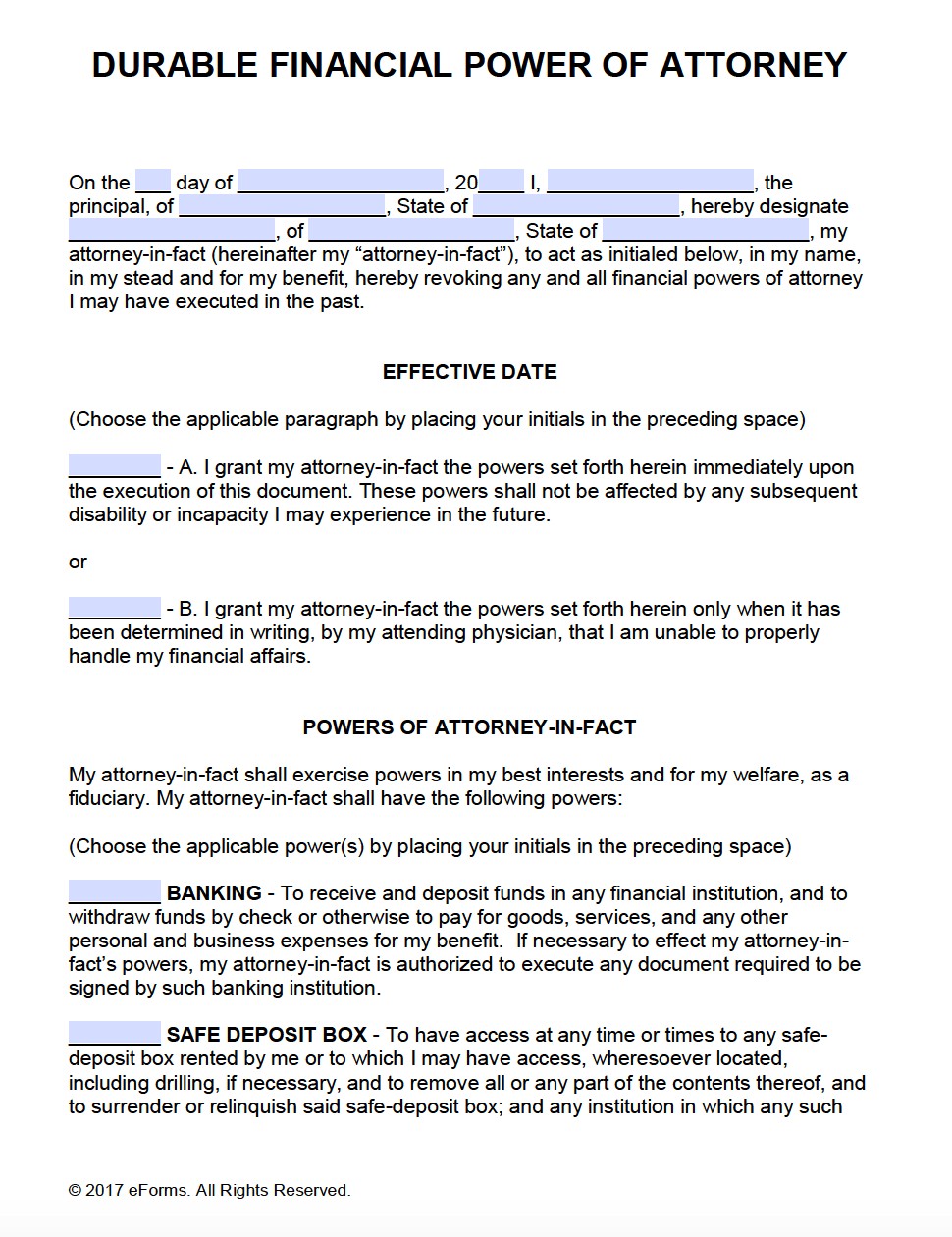 Free Printable Durable Power Of Attorney Forms Poa Template