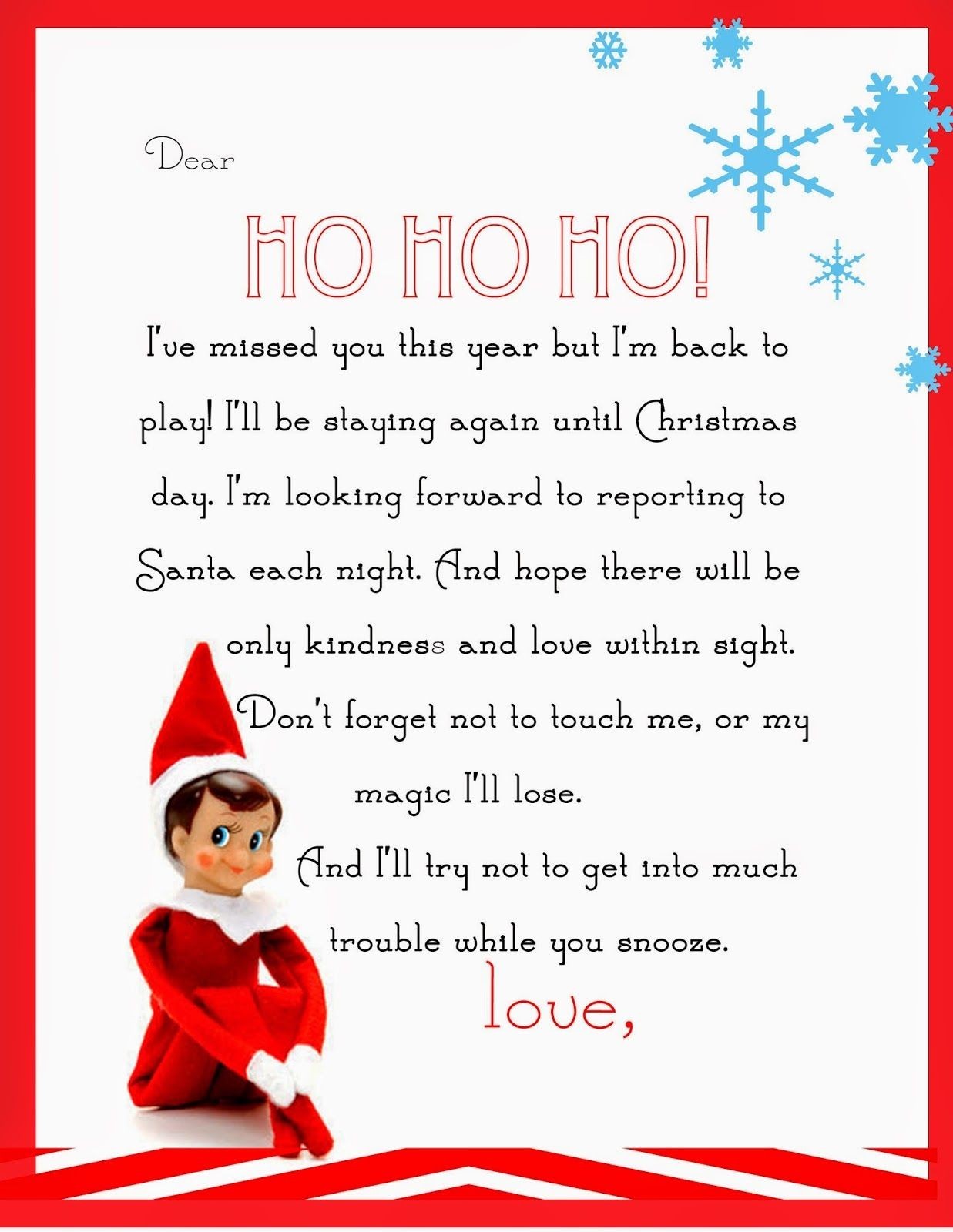 Free Printable Elf Letter Templates Best On The Shelf Template