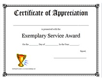 Free Printable Exemplary Service Awards Certificates Templates Certificate Of Template