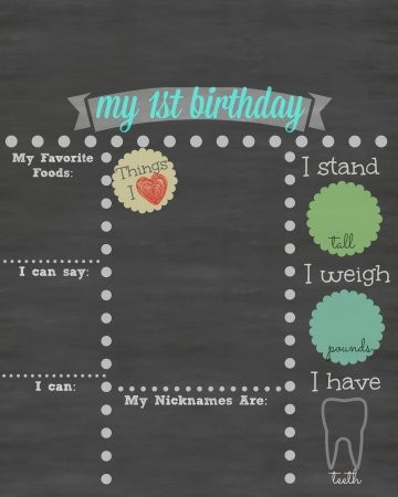 FREE Printable First Birthday Chalkboard Sign BabyCenter 1st Template Free
