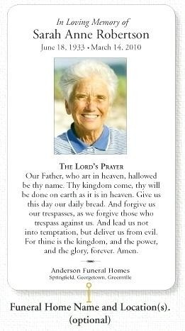 Free Printable Funeral Prayer Card Template Service Cards Throughout