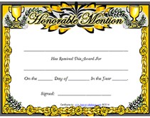Free Printable Honorable Mention Awards Certificates Templates Certificate Template