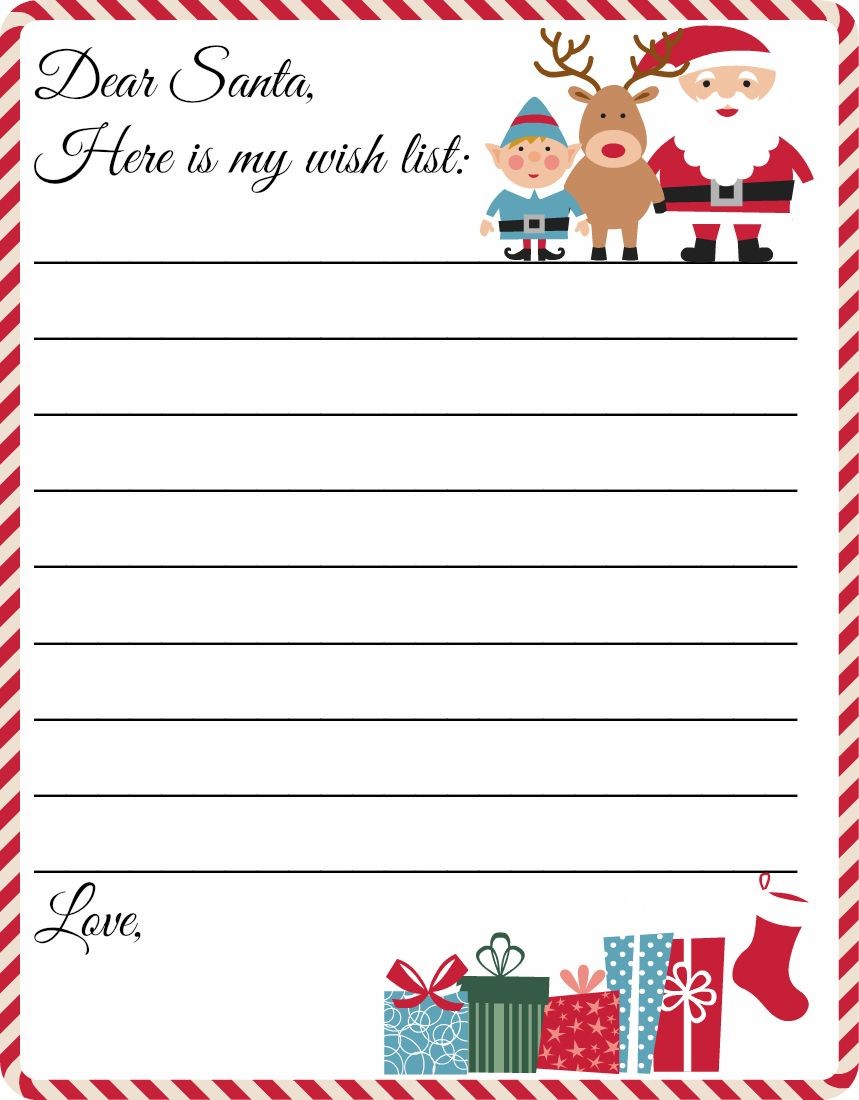 Free Printable Letter To Santa Template Cute Christmas Wish List Editable