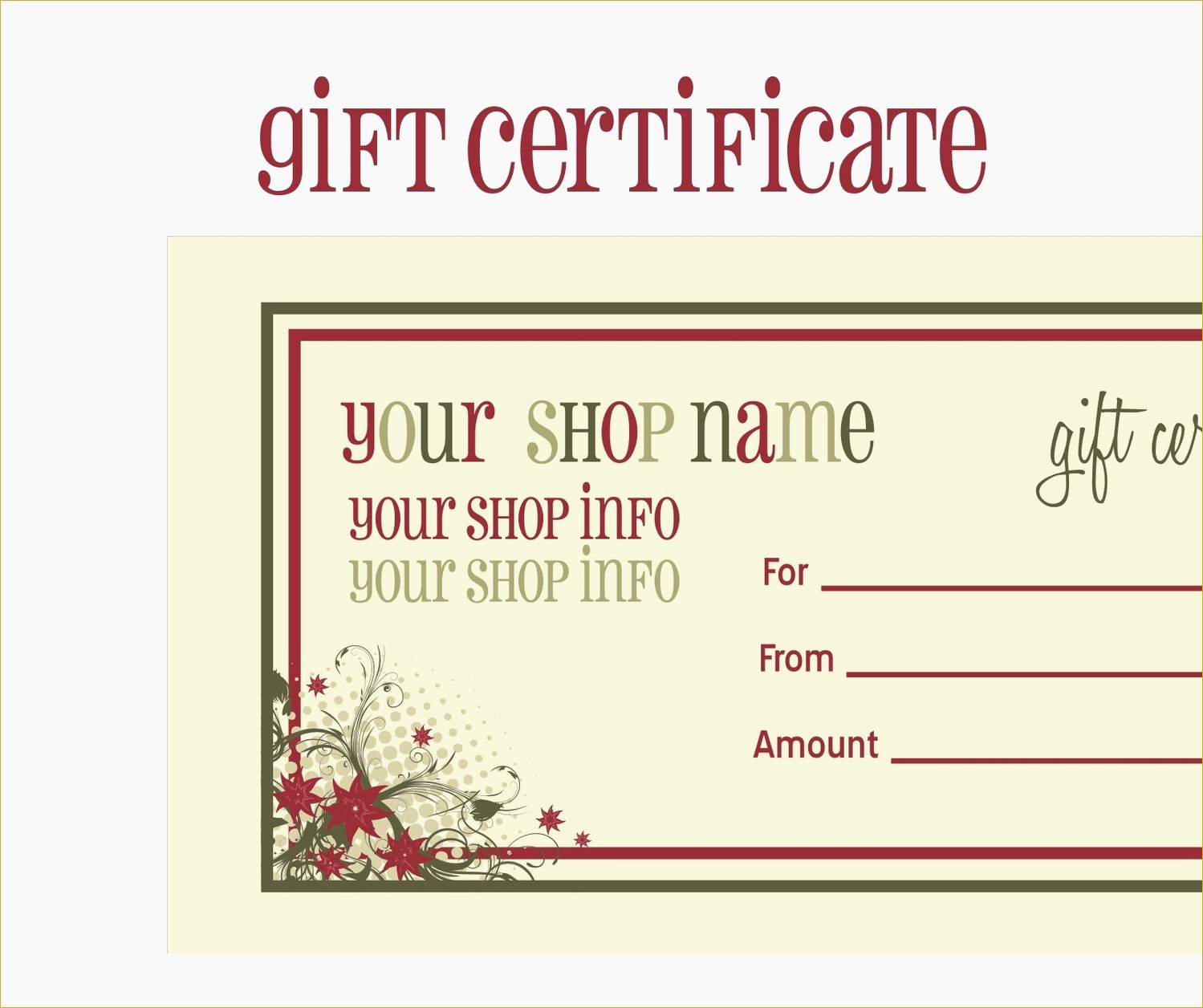 Free Printable Massage Gift Certificate Templates Sample Documents Tattoo Template