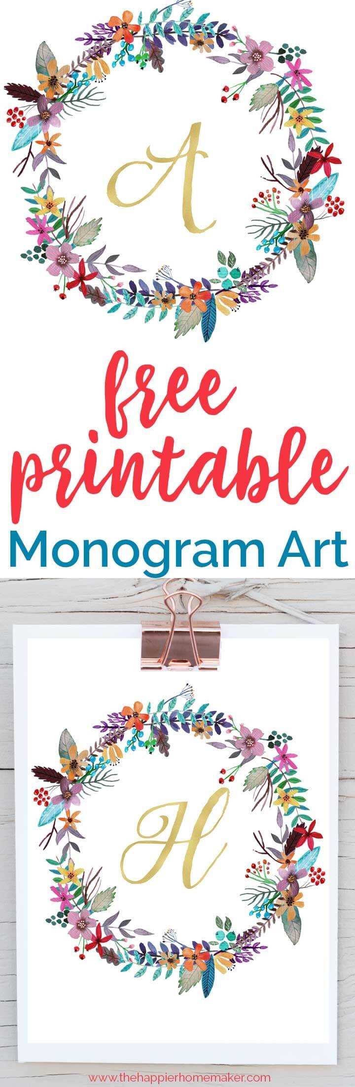 Free Printable Monogram Art The Happier Homemaker Initials