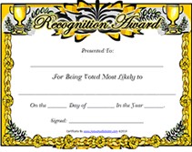 Free Printable Most Likely To Blank Awards Certificates Templates Family Reunion Award