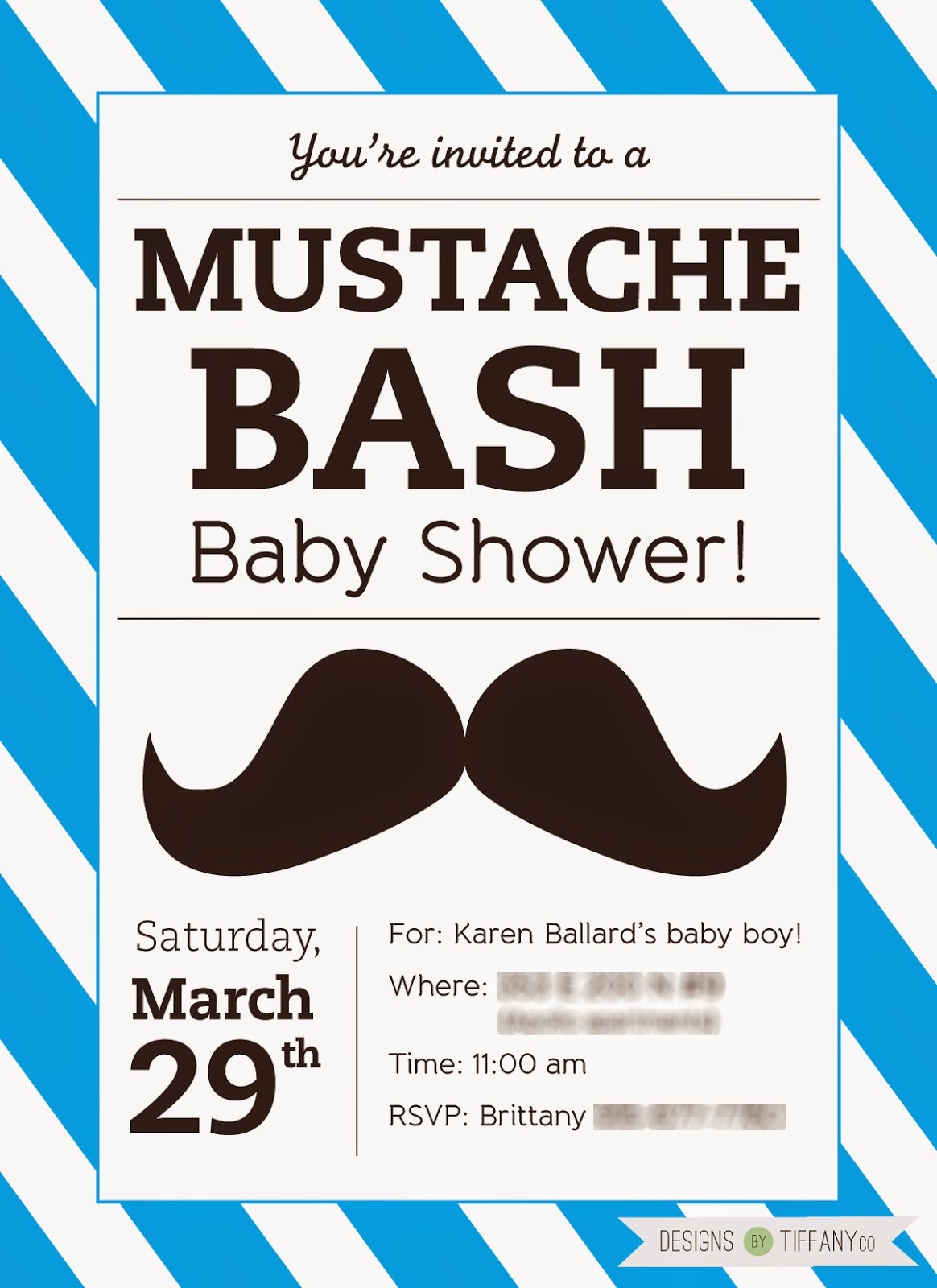 FREE Printable Mustache Baby Shower BASH Designs By TiffanyCo Free Printables
