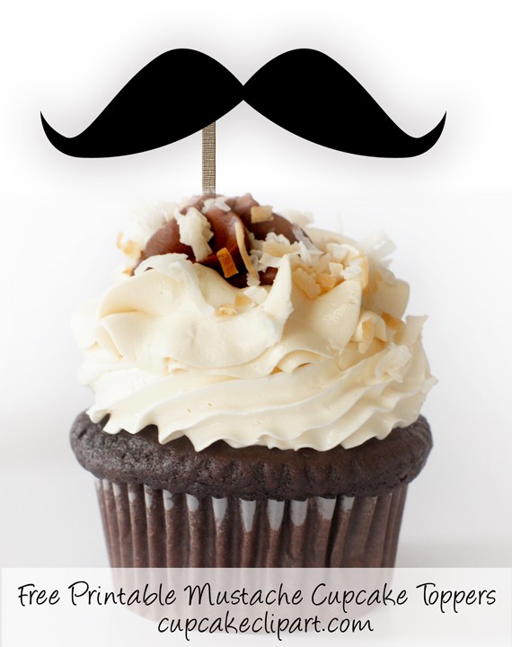 Free Printable Mustache Cupcake