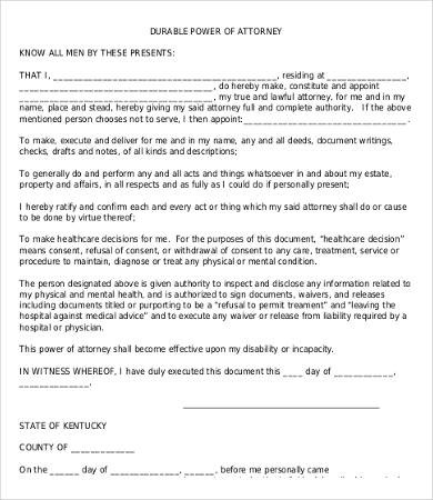 Free Printable Poa Forms Central S