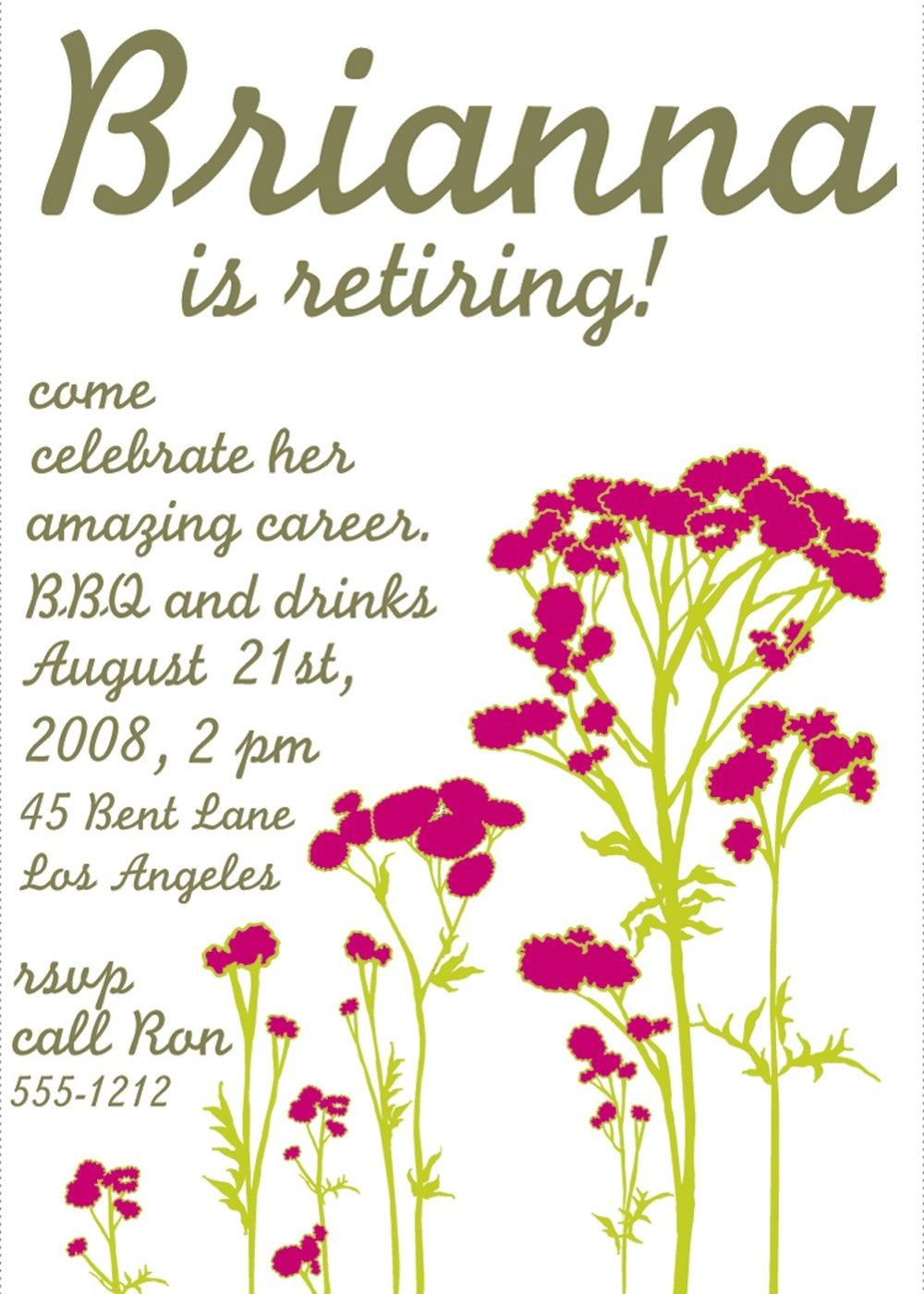 Free Printable Retirement Party Invitations Templates Betsy S Sample
