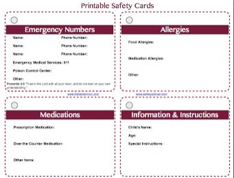 FREE Printable Safety Cards For Your Children The Better Mom Free Contact