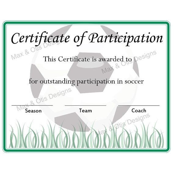 Free Printable Soccer Participation Certificate Ideas