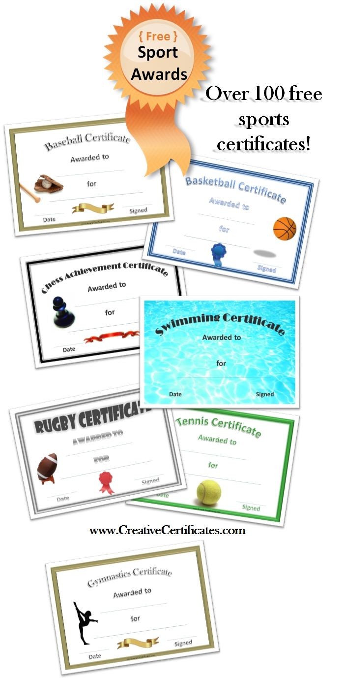Free Printable Sport Certificates Over 100 Available All
