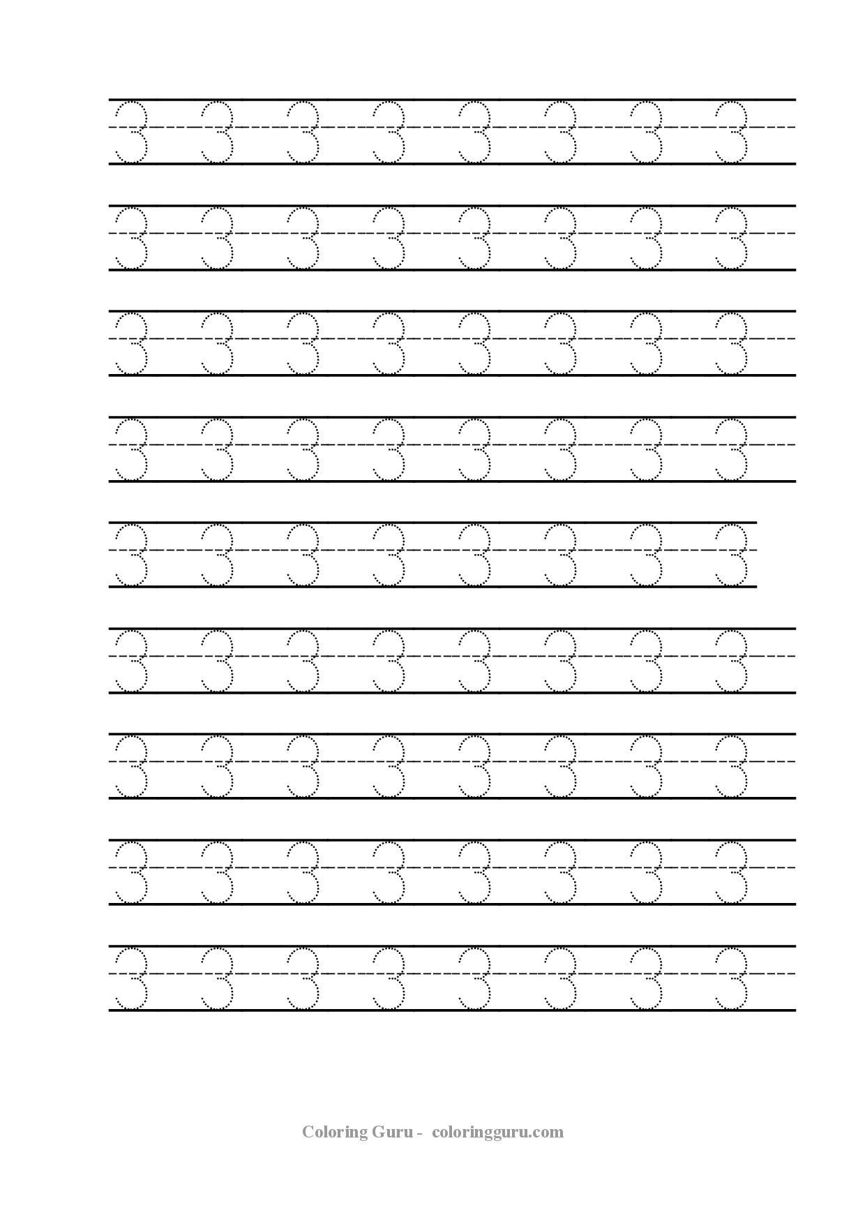 Free Printable Tracing Number 3 Worksheets Emina S Learning Ideas