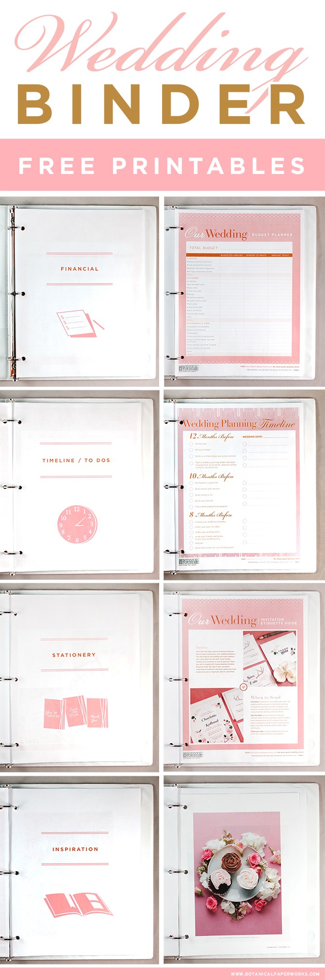 Free Printables Wedding Planning Binder Blog Botanical PaperWorks Printable Planner Templates