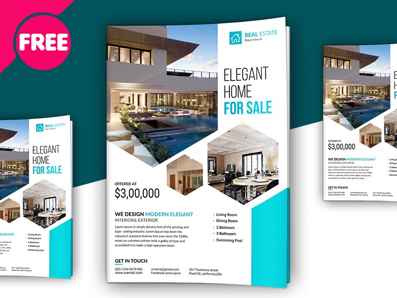Free PSD Premium Real Estate Flyer Template By Mohammed Shahid Brochure Psd