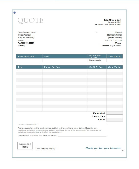 Free Quotation Templates For Word Google Docs Vip Price Quote Template