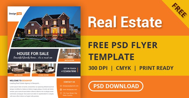 Free Real Estate Flyer PSD Template DesignYep Brochure Psd