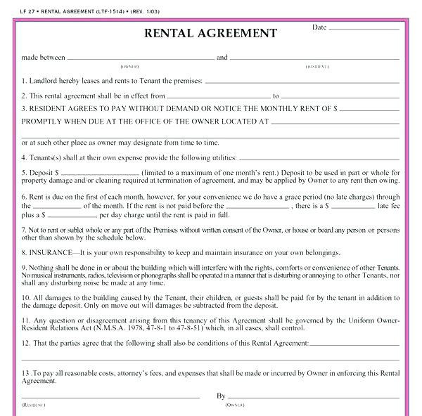 Free Rental Agreement Template Canada Rent To Own House Contract