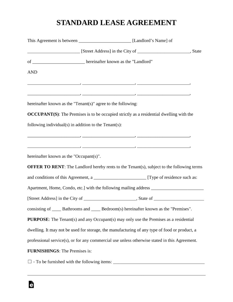 Free Rental Lease Agreement Templates Residential Commercial Condo Template