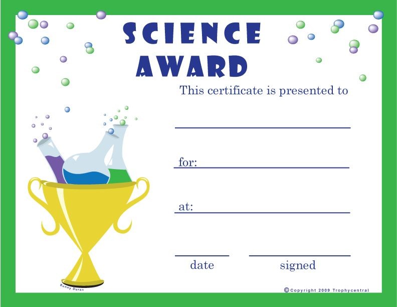 Free Science Certificates Books Worth Reading Pinterest Printable