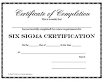 Free Six Sigma Training Certificate Printable Templates Black Belt Template