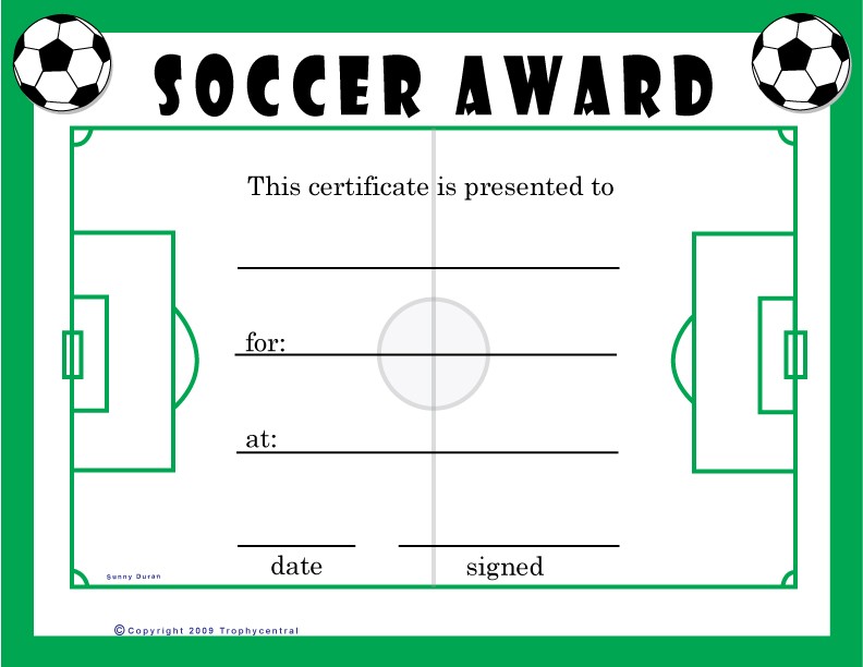 Free Soccer Certificates Certificate Award Ideas