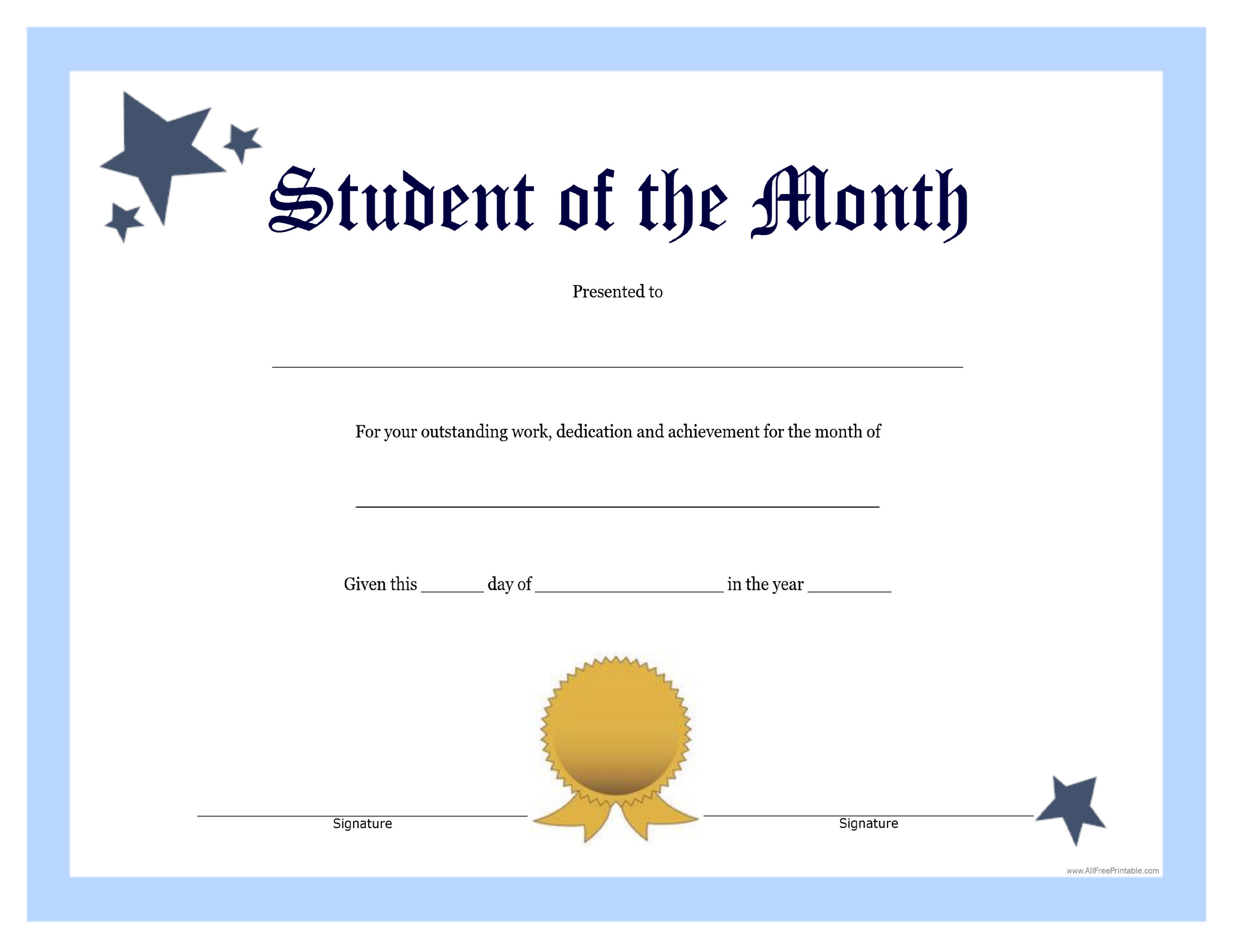 Free Student Of The Month Certificate Templates At Award Template