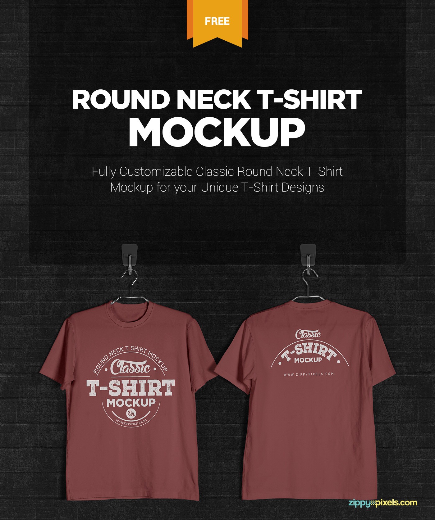 Free T Shirt Mockup Round Neck On