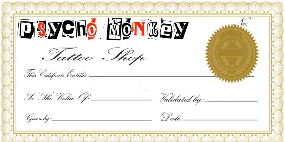 Free Tattoo Gift Certificate Template Download Clip Art