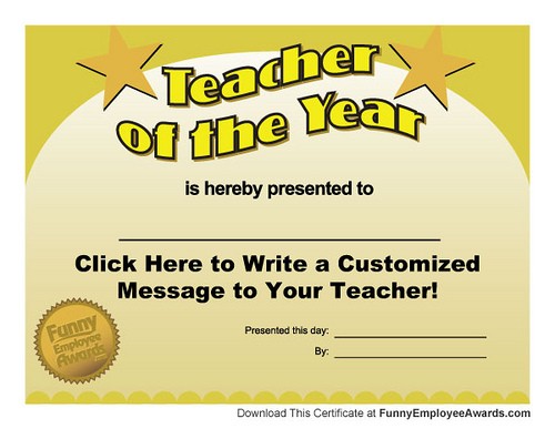 Free Teacher Of The Year Award Certificate Template Flickr